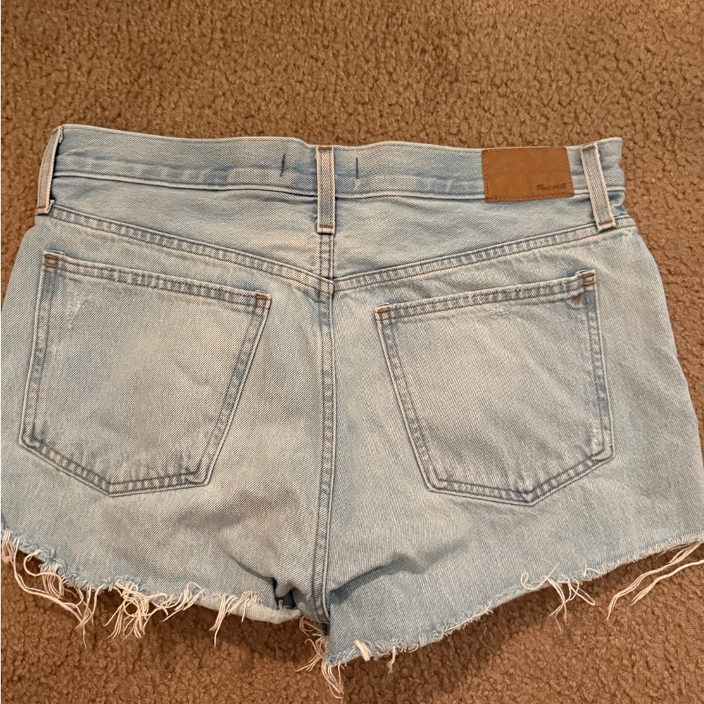 Madewell — Distressed Light Blue Denim Shorts